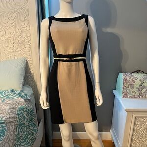 BCX Elegant Black and Tan Dress